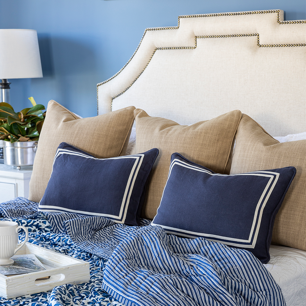 Dixon Bedhead - Oatmeal with stud detailing