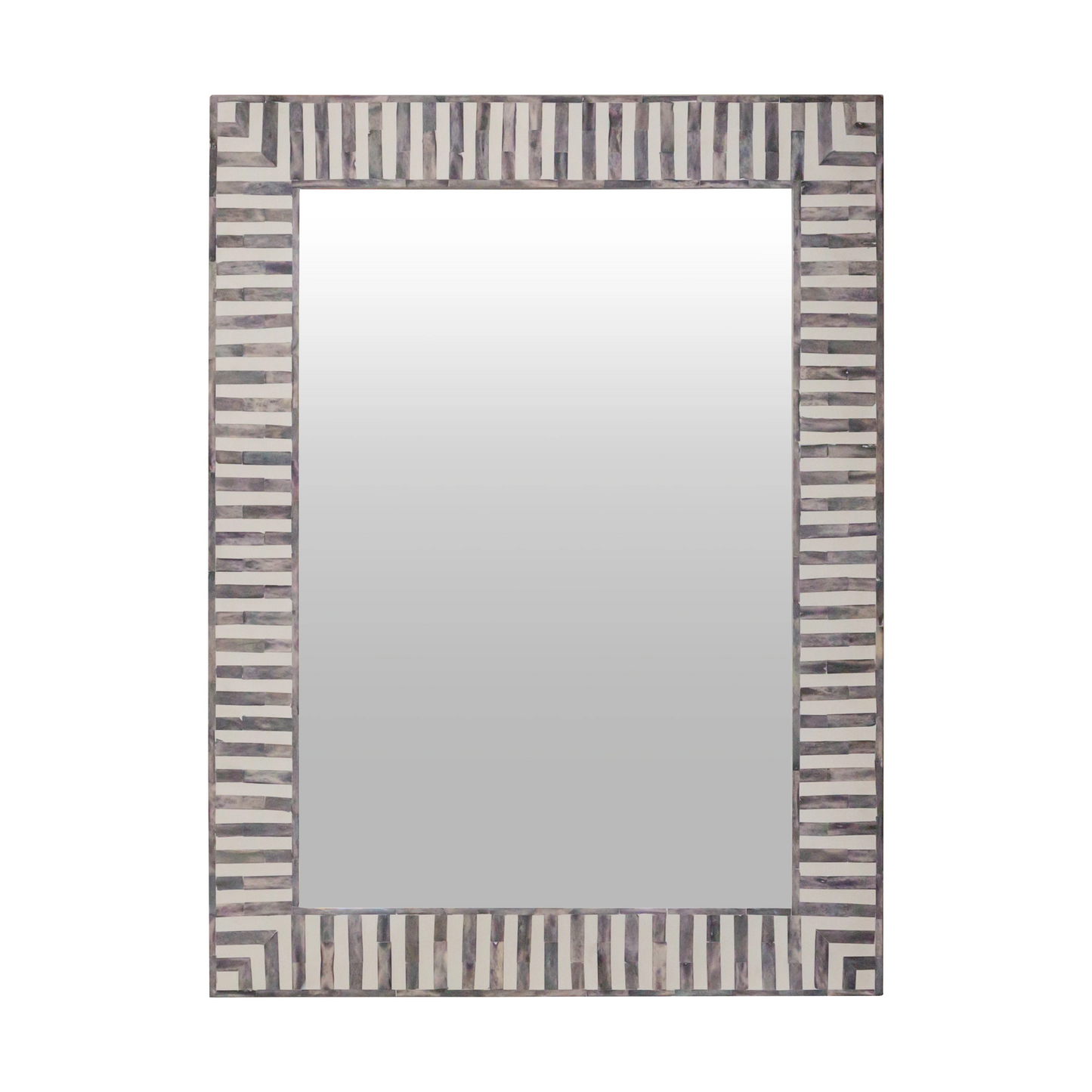 Bone Inlay Mirror Frame Handmade Decor Strip Design Wood Frame Entryway, Hallway, Living Room, Closet Mirror