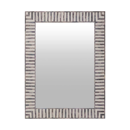 Bone Inlay Mirror Frame Handmade Decor Strip Design Wood Frame Entryway, Hallway, Living Room, Closet Mirror