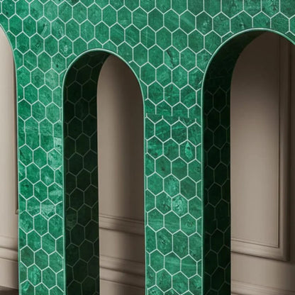 Green Bone Inlay Emera Console Table – Honeycomb Geometric Pattern | Luxury Handmade Furniture by Hansa Handicrafts - Hansa Handicraft