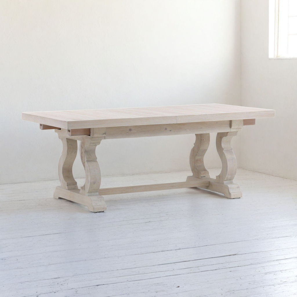 FRENCH FARMHOUSE EXTENSION DINING TABLE: WHITEWASH