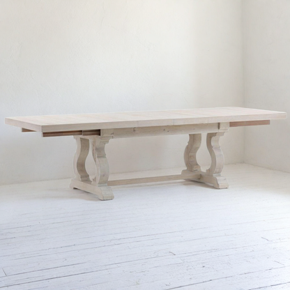 FRENCH FARMHOUSE EXTENSION DINING TABLE: WHITEWASH