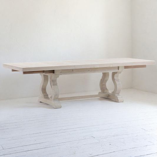 FRENCH FARMHOUSE EXTENSION DINING TABLE: WHITEWASH