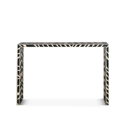 Handmade Bone Inlay Console Table Black and White Zebra Design | Unique Exotic Design for Entryway, Living Room, and Dining Room Decor