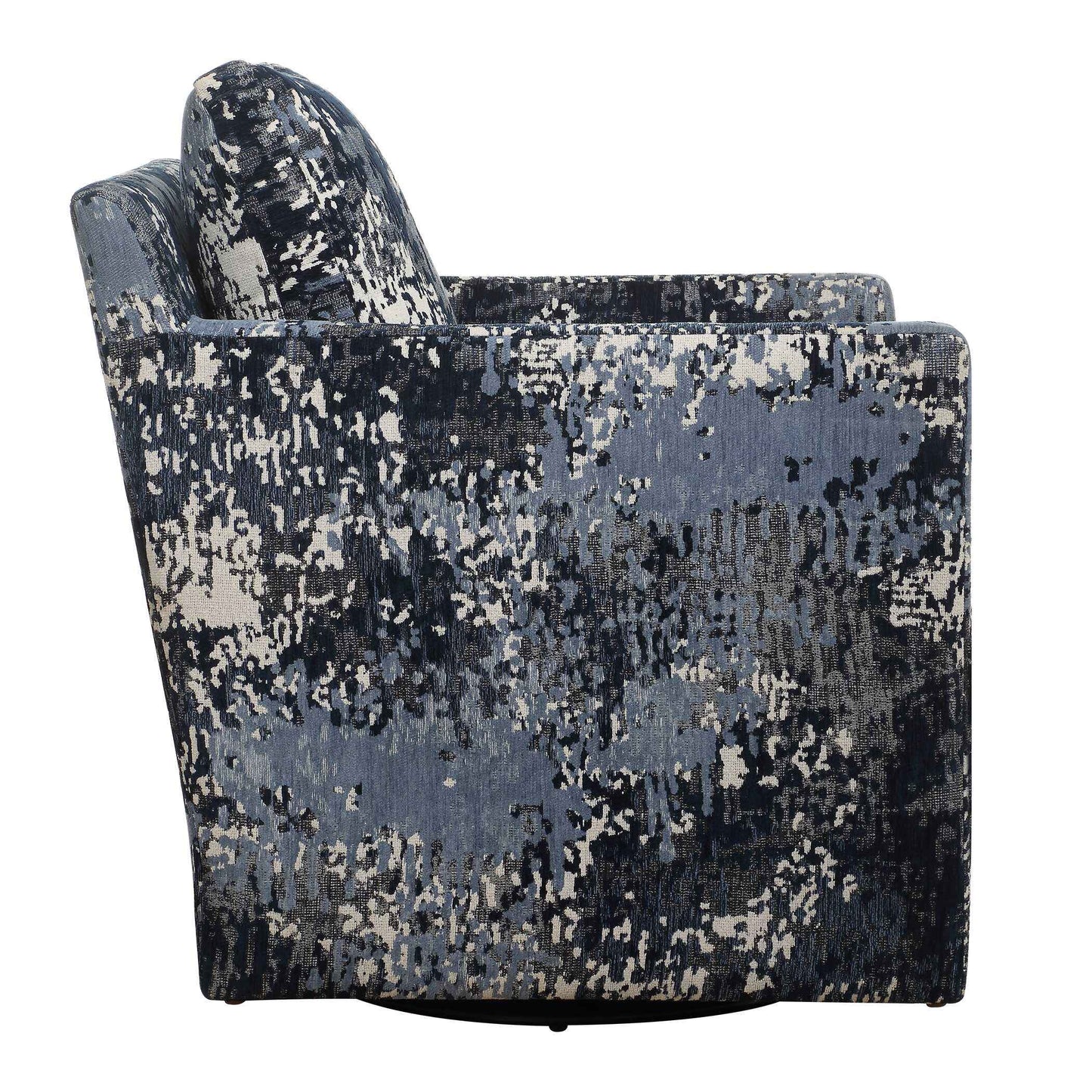 ABSTRACT INDIGO TEXTURED VELVET SWIVEL CHAIR