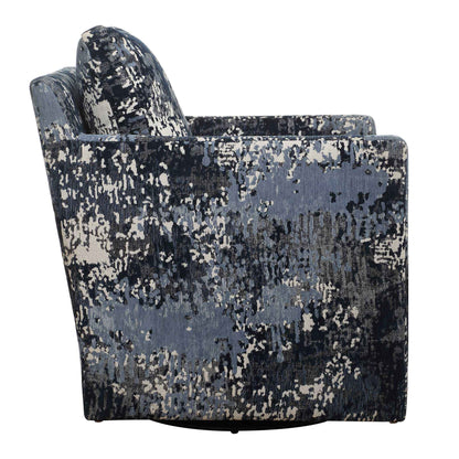 ABSTRACT INDIGO TEXTURED VELVET SWIVEL CHAIR