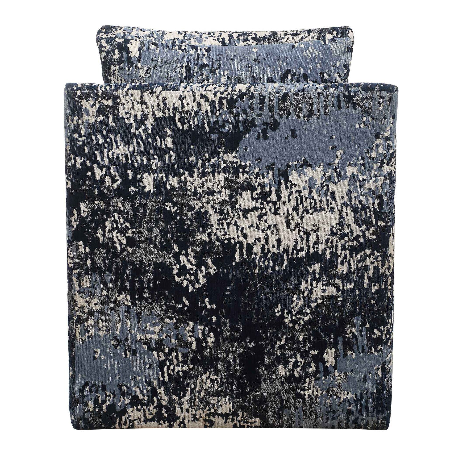 ABSTRACT INDIGO TEXTURED VELVET SWIVEL CHAIR