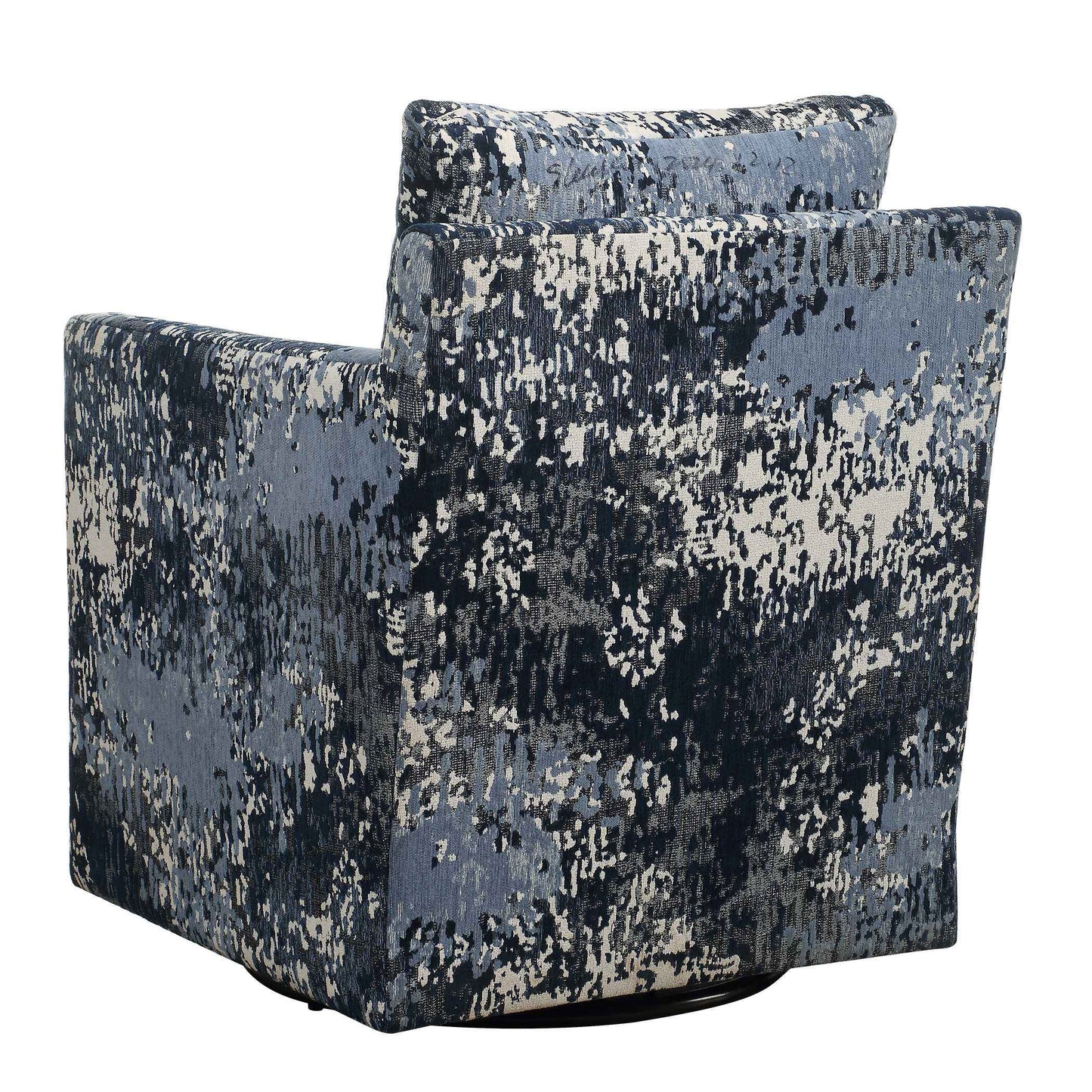 ABSTRACT INDIGO TEXTURED VELVET SWIVEL CHAIR