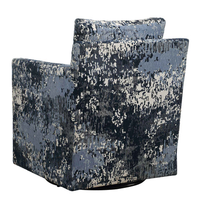 ABSTRACT INDIGO TEXTURED VELVET SWIVEL CHAIR