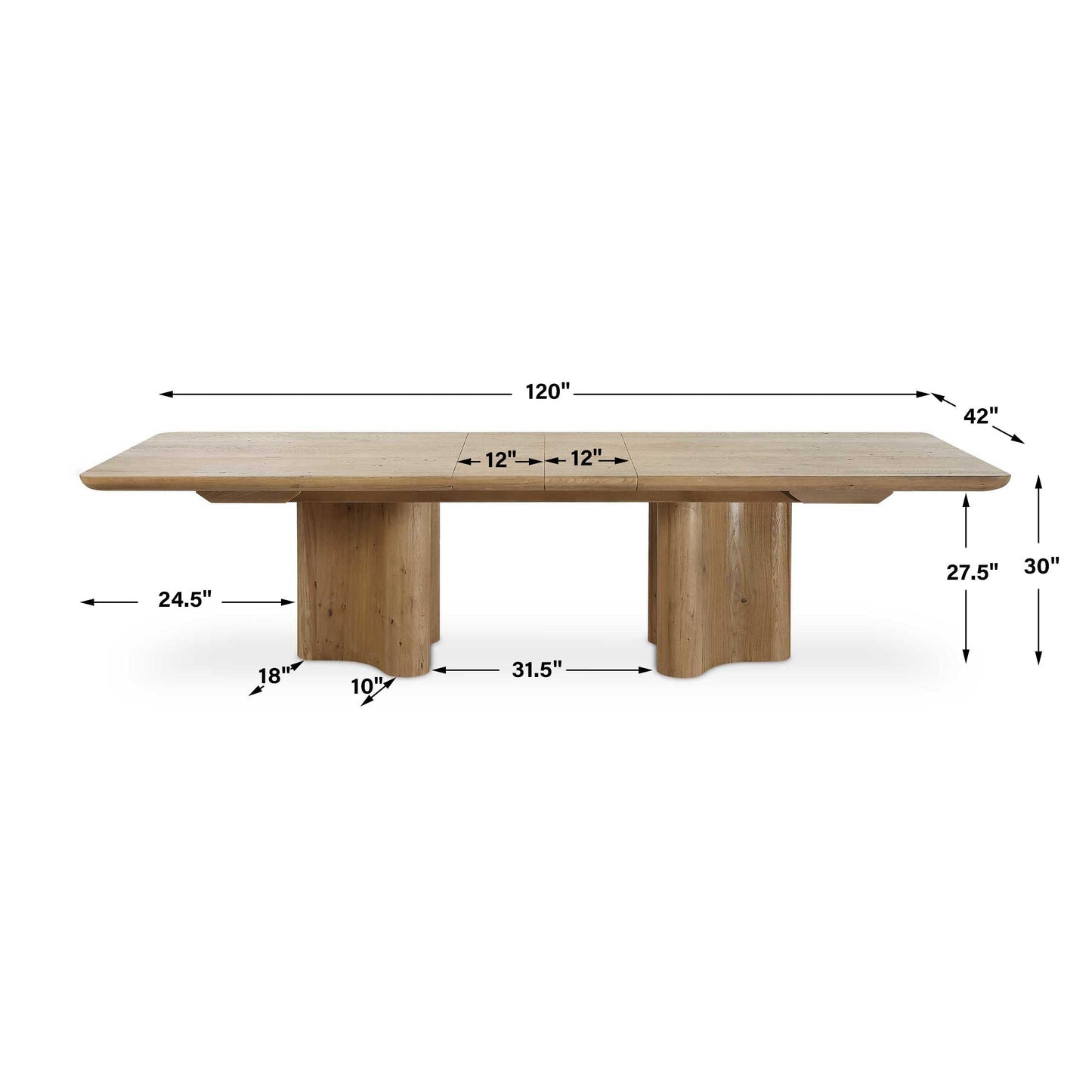 CECELIA RUSTIC OAK EXTENSION DINING TABLE