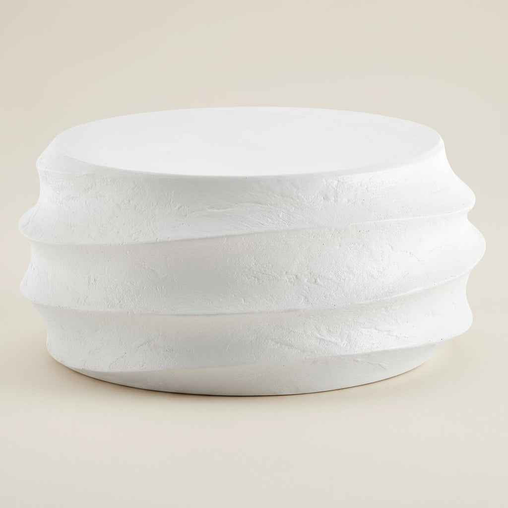 WINDED WHITE CONCRETE COFFEE TABLE