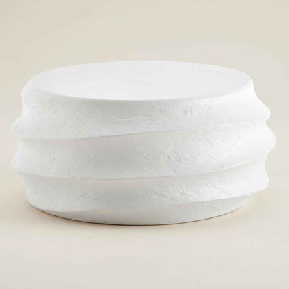 WINDED WHITE CONCRETE COFFEE TABLE