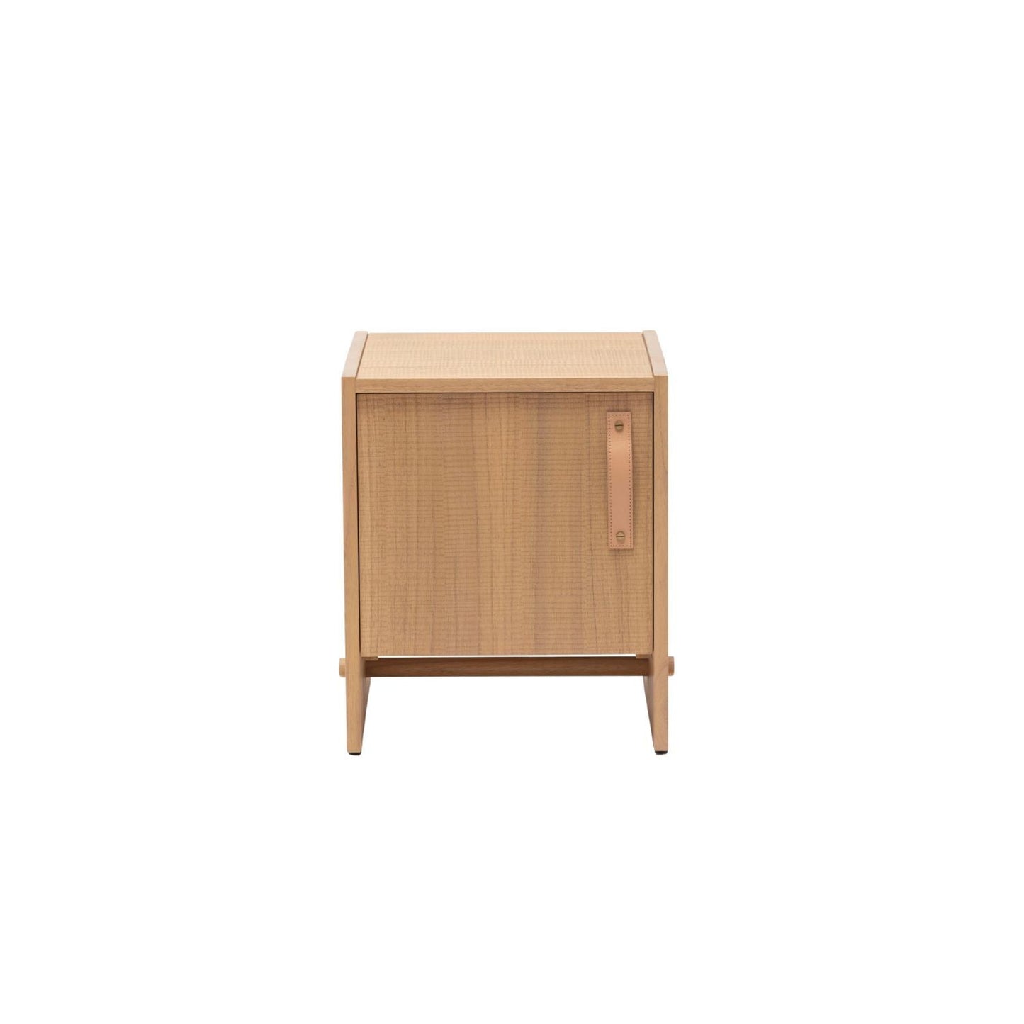 ELIO (BED)SIDE TABLE | 1-DOOR | LEATHER HANDLE | NATURAL