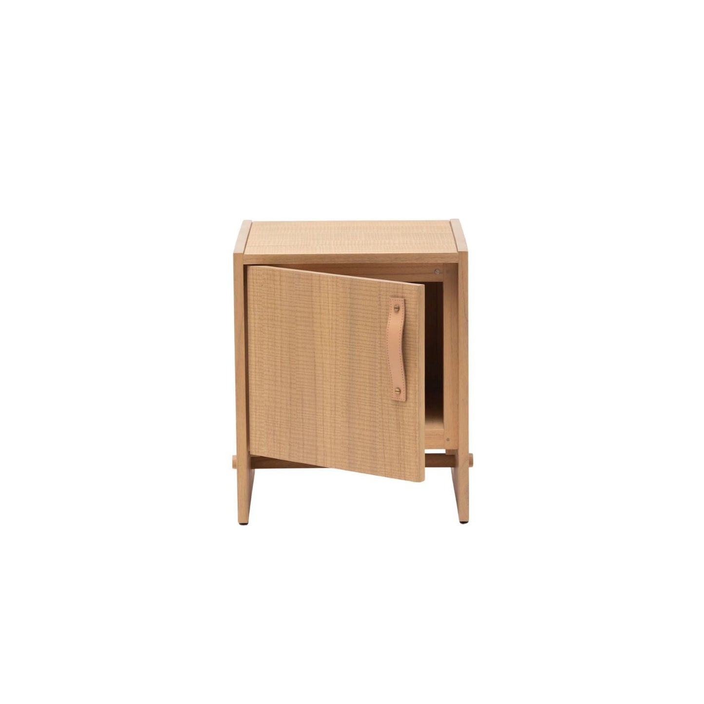 ELIO (BED)SIDE TABLE | 1-DOOR | LEATHER HANDLE | NATURAL