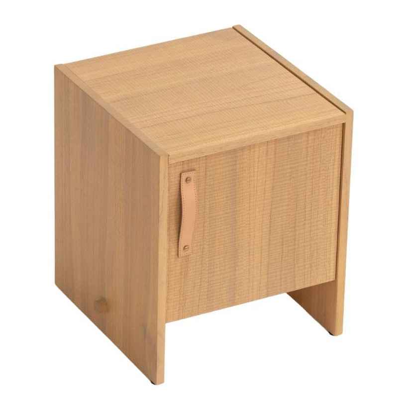 ELIO (BED)SIDE TABLE | 1-DOOR | LEATHER HANDLE | NATURAL