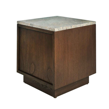 TODD (BED)SIDE TABLE | 2-DRAWERS | OAK + MARBLE