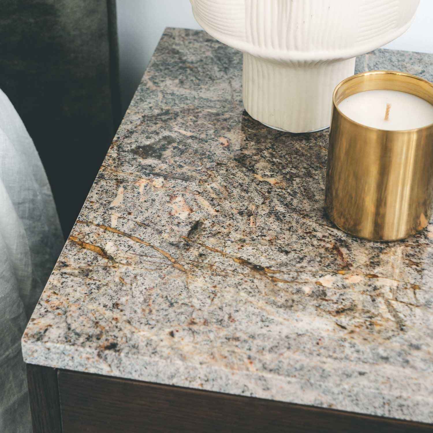 TODD (BED)SIDE TABLE | 2-DRAWERS | OAK + MARBLE