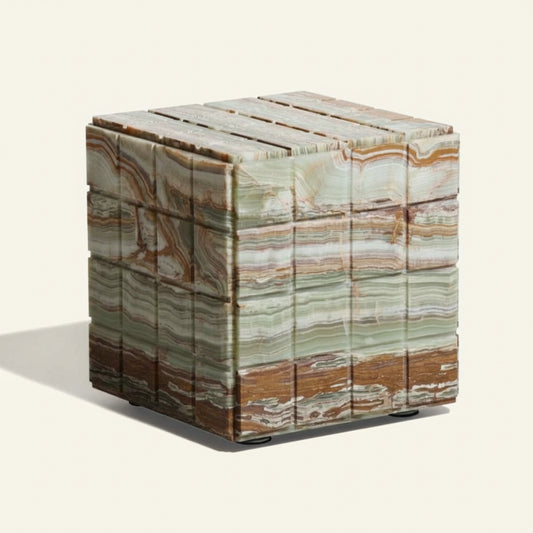 MESA SIDE TABLE - LOW STOOL | MATTE TERRAIN MARBLE