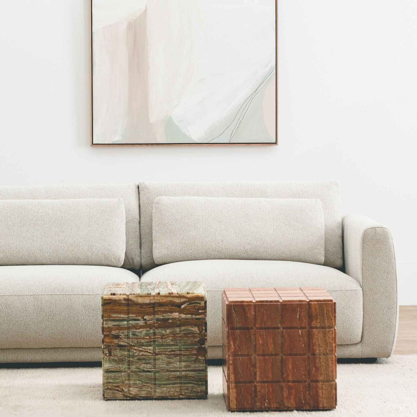 MESA SIDE TABLE - LOW STOOL | MATTE TERRAIN MARBLE