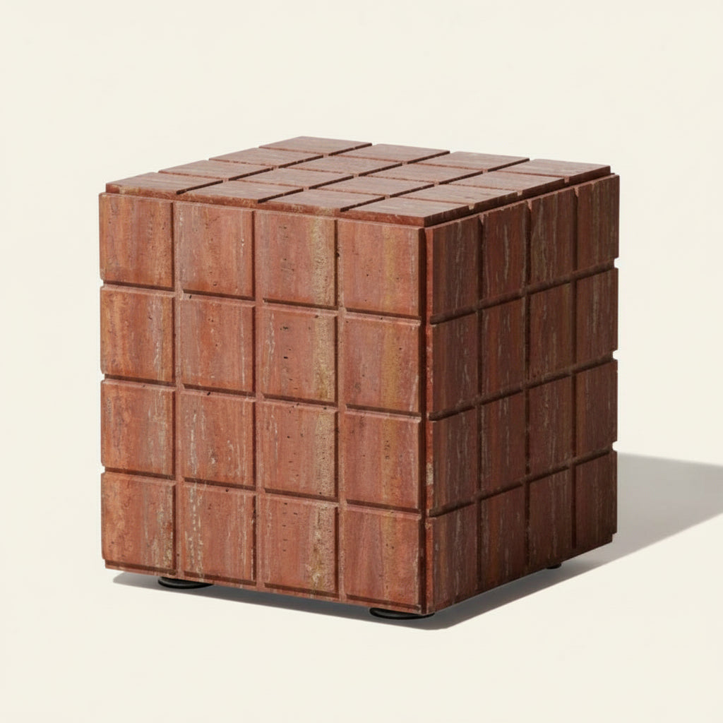 MESA SIDE TABLE - LOW STOOL | RED MARBLE