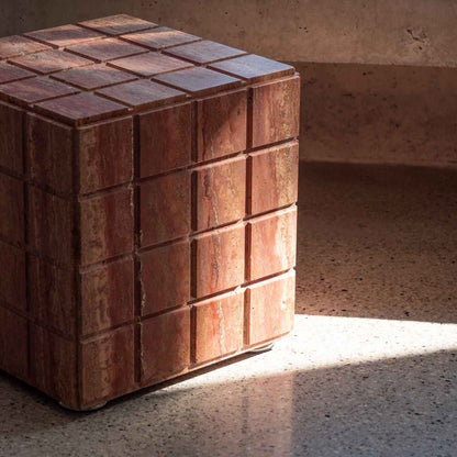 MESA SIDE TABLE - LOW STOOL | RED MARBLE