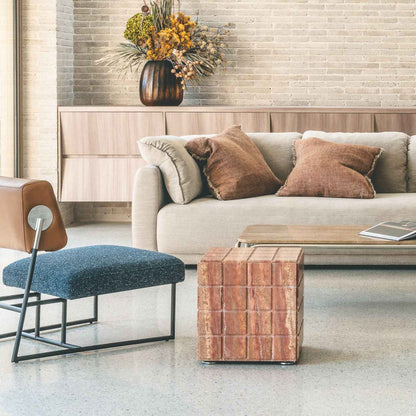 MESA SIDE TABLE - LOW STOOL | RED MARBLE
