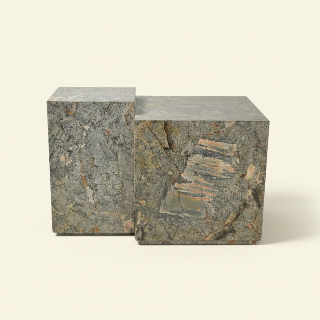 LENI PLINTH SIDE TABLE | GOLDEN FOSSIL | 2 SIZES