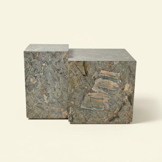 LENI PLINTH SIDE TABLE | GOLDEN FOSSIL | 2 SIZES