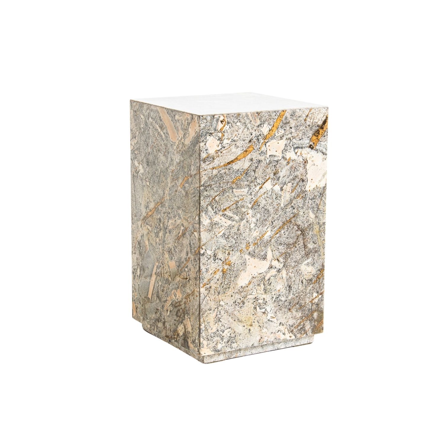LENI PLINTH SIDE TABLE | GOLDEN FOSSIL | 2 SIZES
