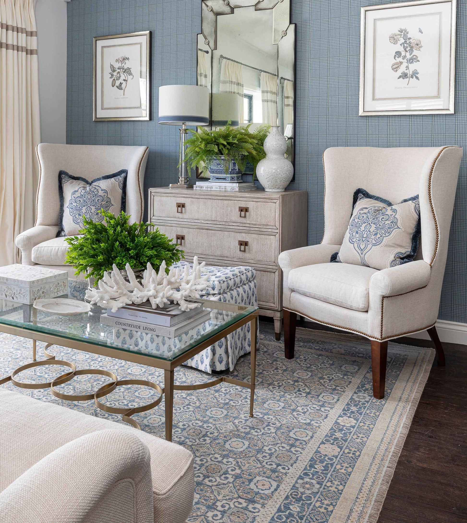 Glass & Brass Motif Coffee Table