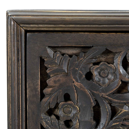 HAVELI FLORAL MOTIF CARVED WOOD NIGHTSTAND