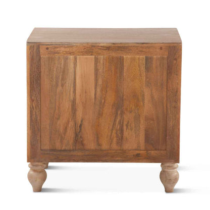 HAVELI FLORAL MOTIF CARVED WOOD NIGHTSTAND