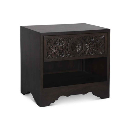 HAVELI 1-DRAWER CARVED WOOD NIGHTSTAND