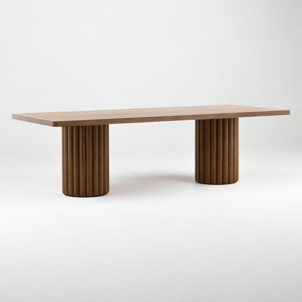Wooden table with cylindrical legs