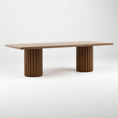 Wooden table with cylindrical legs