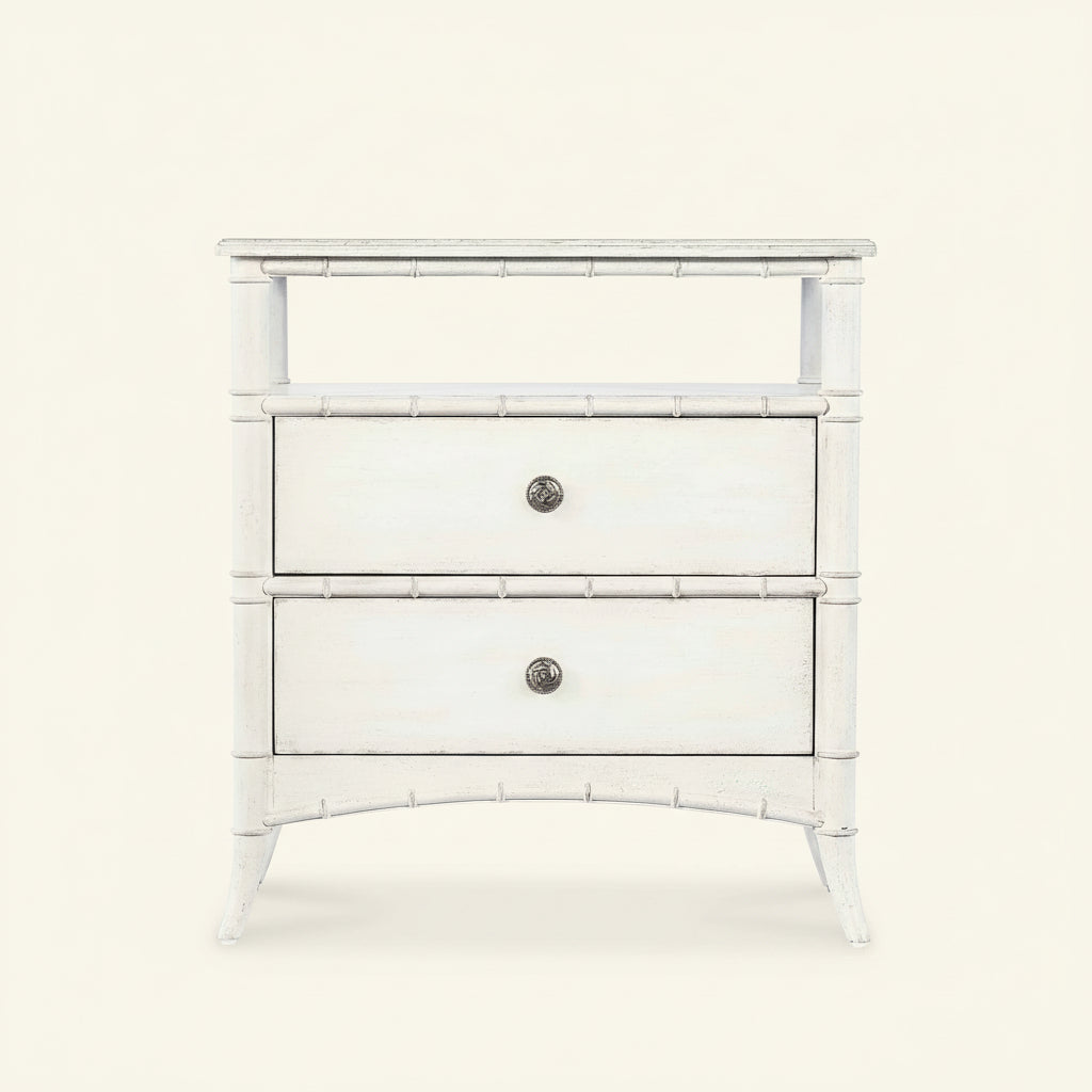 WHITE HERON OPEN SHELF NIGHTSTAND
