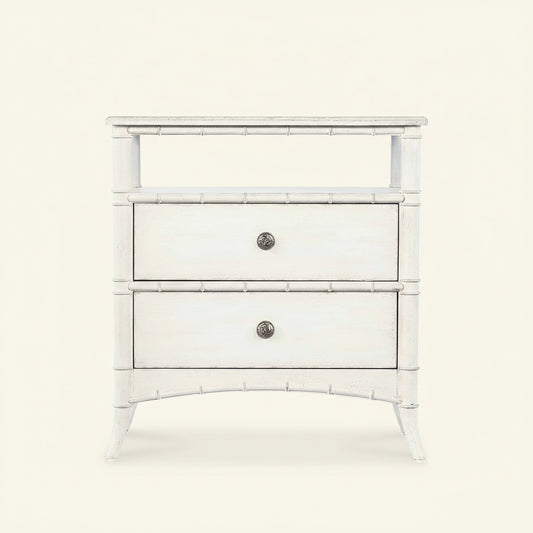WHITE HERON OPEN SHELF NIGHTSTAND