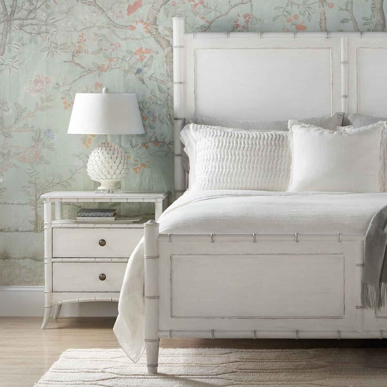 WHITE HERON OPEN SHELF NIGHTSTAND