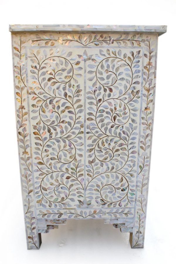 Mother of Pearl Chest of 7 Drawer, Mother of Pearl Inlay Floral Design Pattern