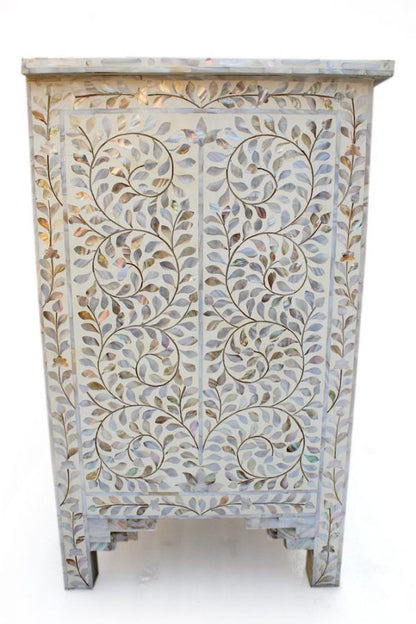 Mother of Pearl Chest of 7 Drawer, Mother of Pearl Inlay Floral Design Pattern