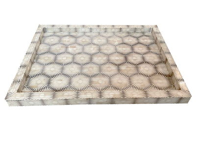 Bone Etched Sunflower Tray