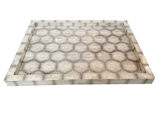 Bone Etched Sunflower Tray