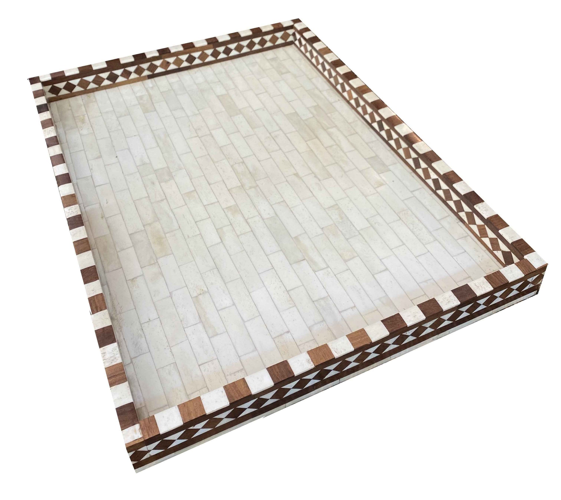 Rectangle White Bone & Wood Inlay Tray