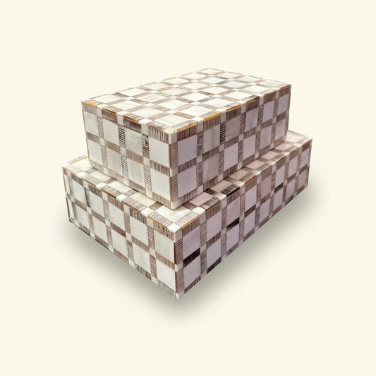 Bone/Horn Etched Square Boxes