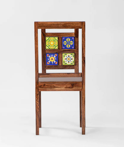 Majolica Tile Solid Wood Chair Set of Two at Hansa Handicraft Store