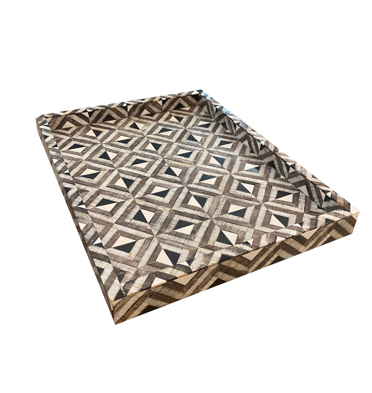 Etched Horn/Bone Geometric Tray
