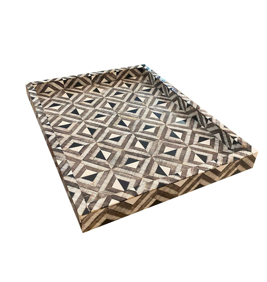 Etched Horn/Bone Geometric Tray