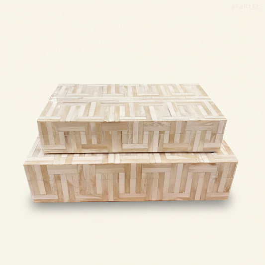 Beige Bone Boxes - Geometric Design