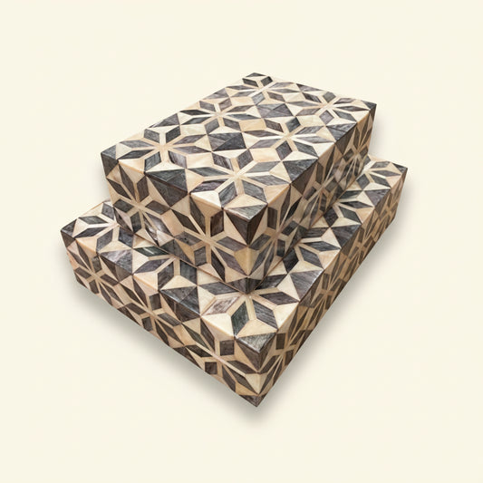 Blue Floral Design Bone Box
