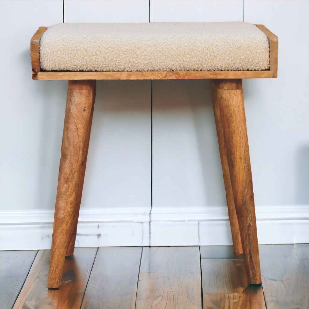 BOUCLE TRAY-STYLE FOOTSTOOL